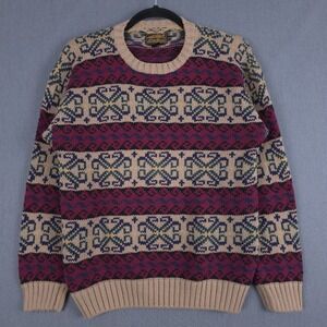 Vintage Eddie Bauer Fair Isle Sweater Mens Large Striped Knit Crewneck Pullover